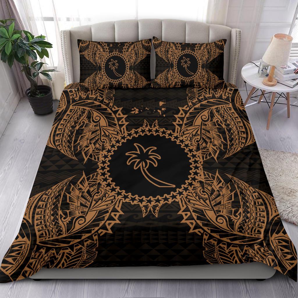 Polynesian Bedding Set - Chuuk Duvet Cover Set Map Gold Gold - Polynesian Pride