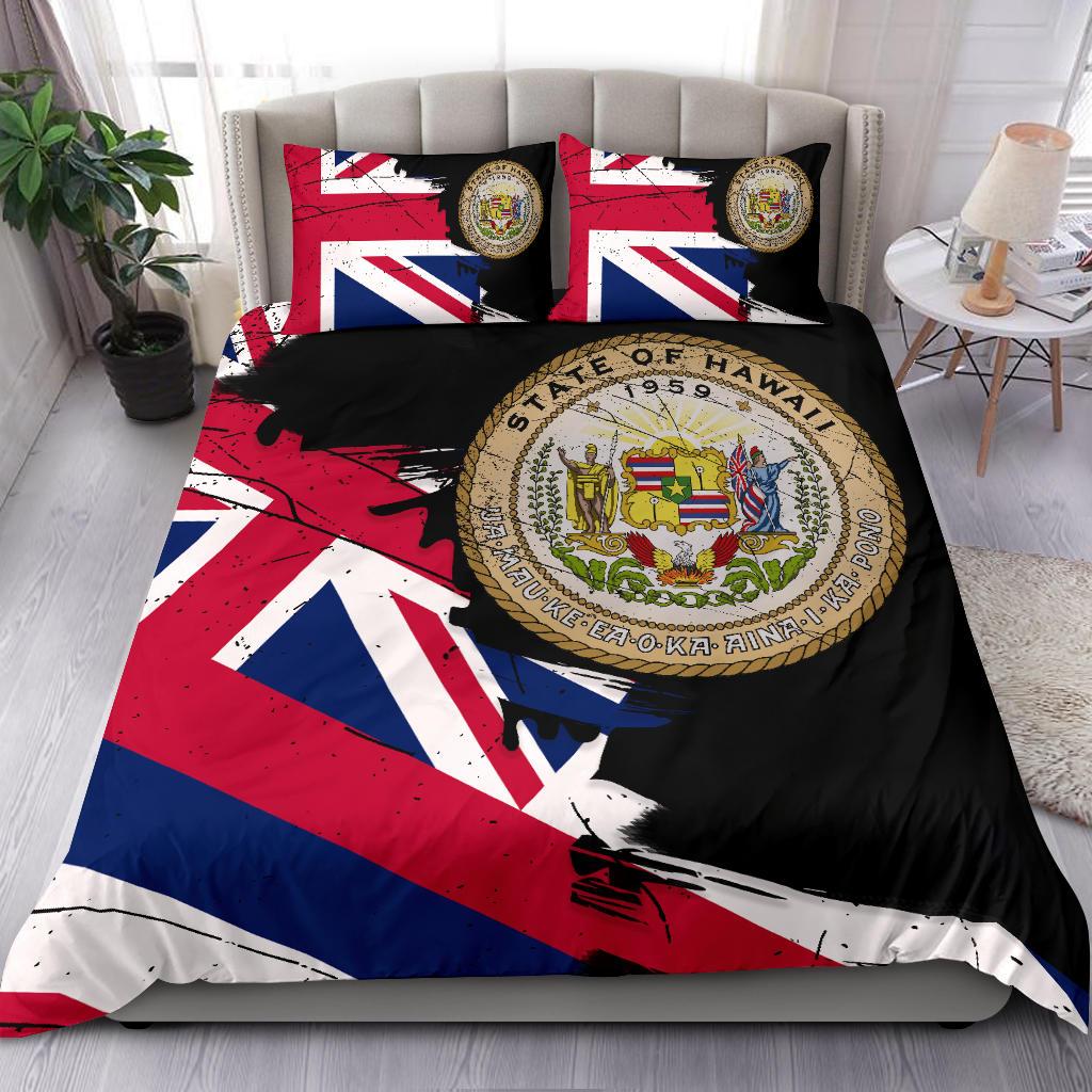 Hawaiian Flag Coat Of Arms Of Hawaii Polynesian Bedding Set - Classic Style - Polynesian Pride