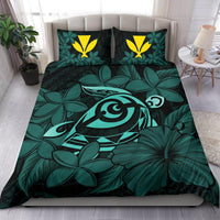 Hawaiian Turtle Hibiscus Plumeria Kanaka Polynesian Bedding Set Turquoise - Soft Style - Polynesian Pride