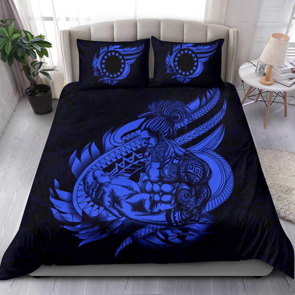 Polynesian Bedding Set - Cook islands Duvet Cover Set Father And Son Blue - Polynesian Pride