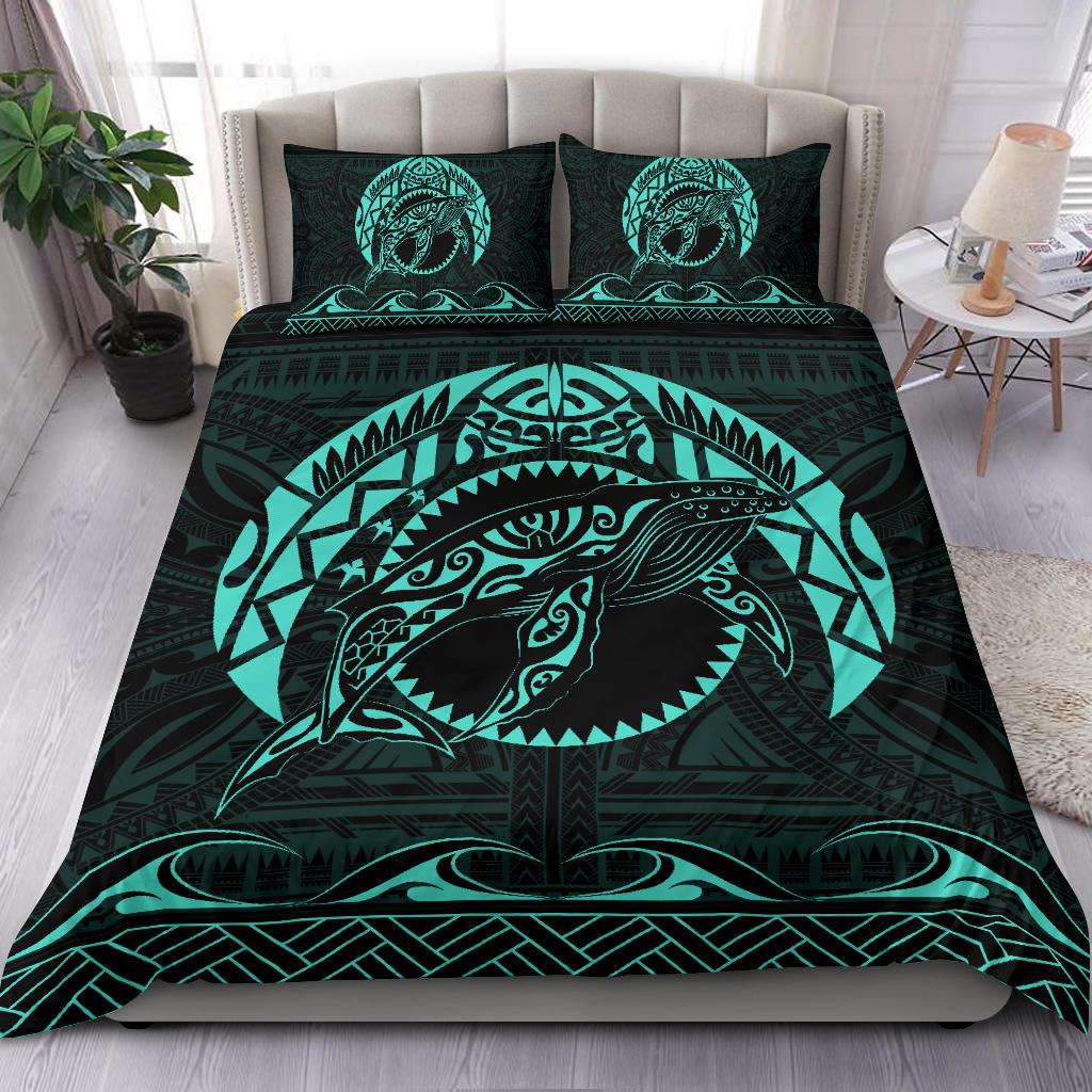 Hawaiian Polynesian Whale Bedding Set Turquoise - Polynesian Pride