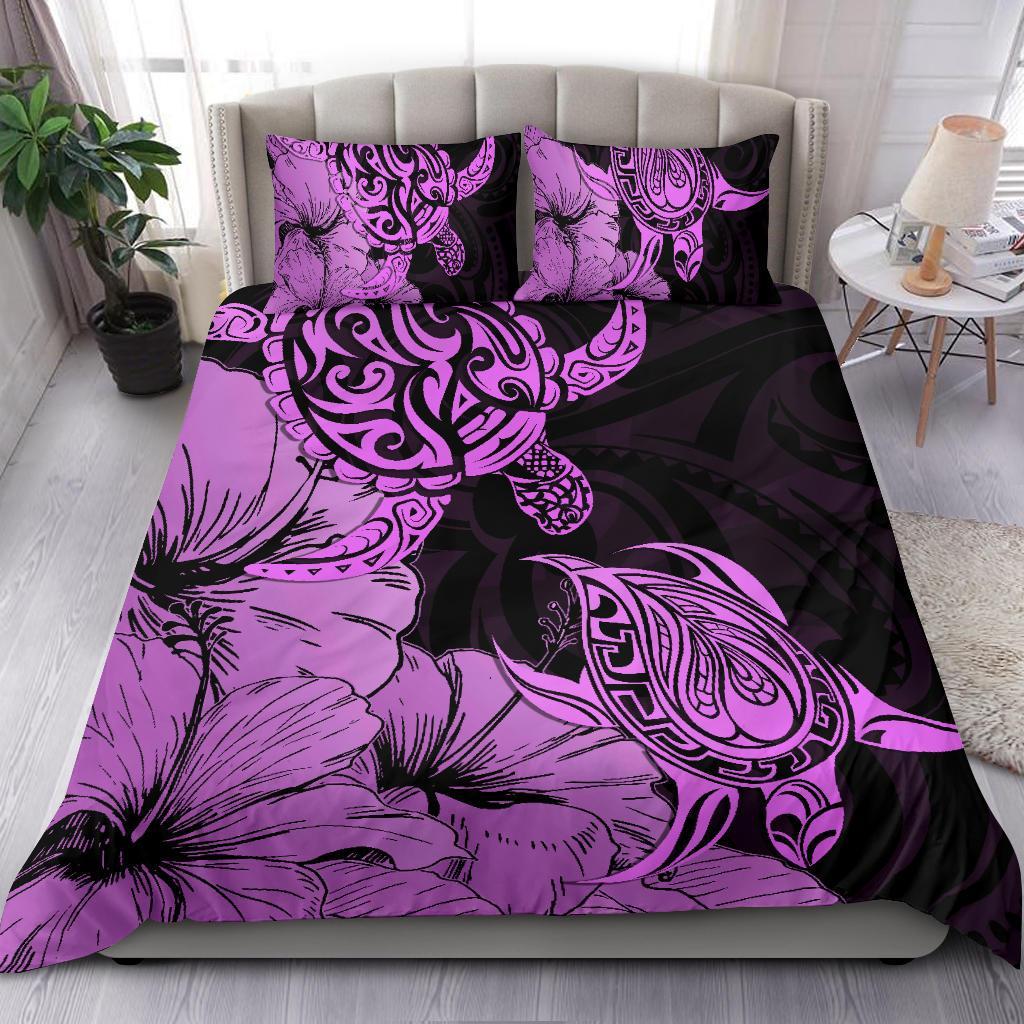 Hawaii Turtle Bedding Set Polynesian Hibiscus Art Pink AH - Polynesian Pride