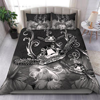 Hawaii Polynesian Turtle Waves Hibiscus Bedding Set - Erik Style - AH - Grey - Polynesian Pride