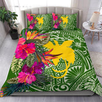 Papua New Guinea Bedding Set - Hibiscus Polynesian Pattern Green Version Green - Polynesian Pride