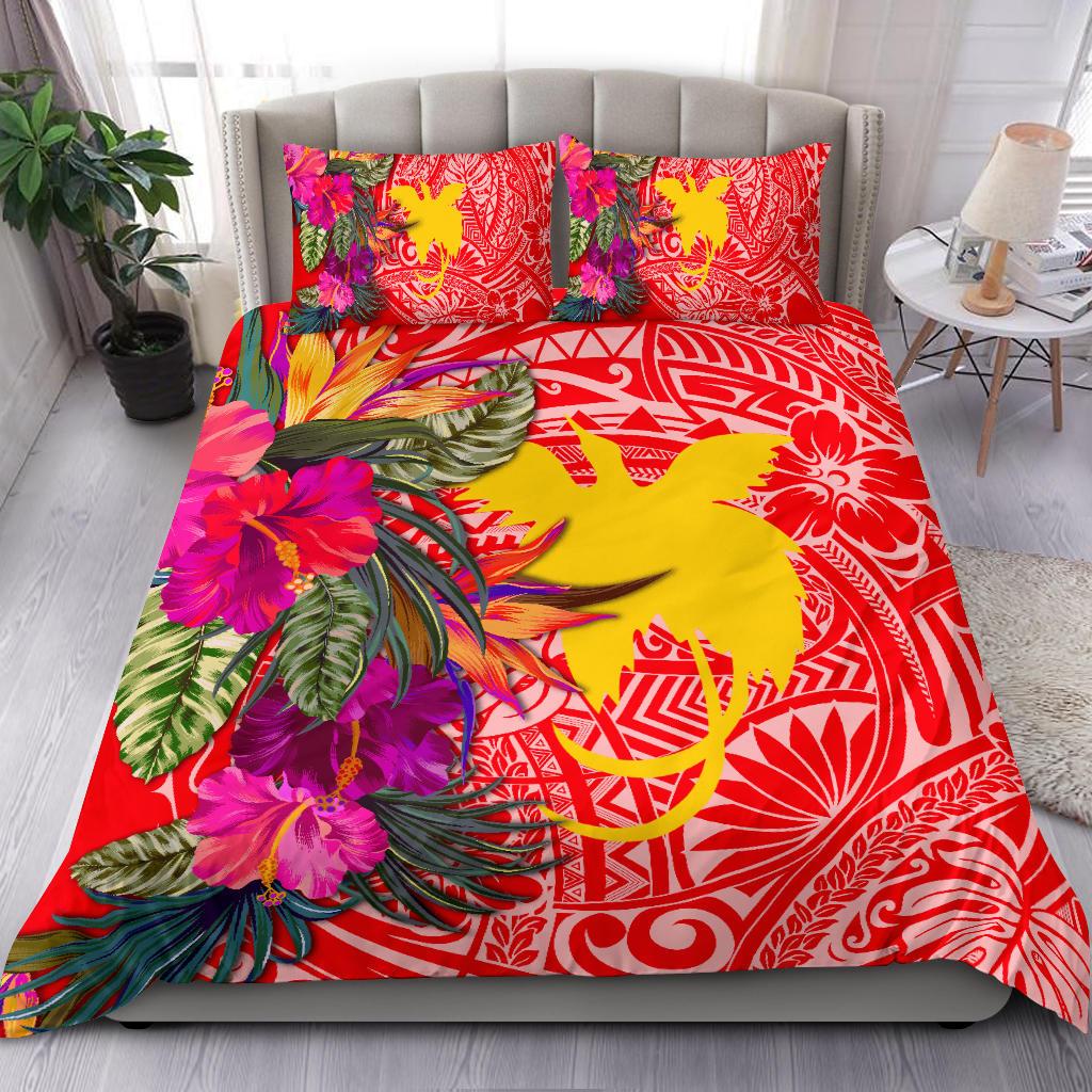 Papua New Guinea Bedding Set - Hibiscus Polynesian Pattern Red Version Red - Polynesian Pride