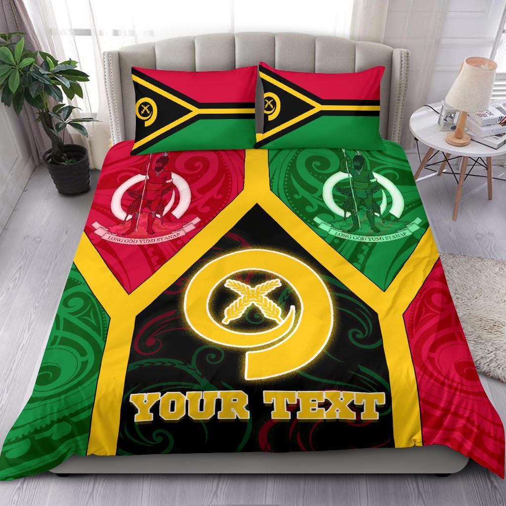 Polynesian Vanuatu Custom Personalised Bedding Set - Vanuatu Flag and Coat Of Arms Reggae - Polynesian Pride