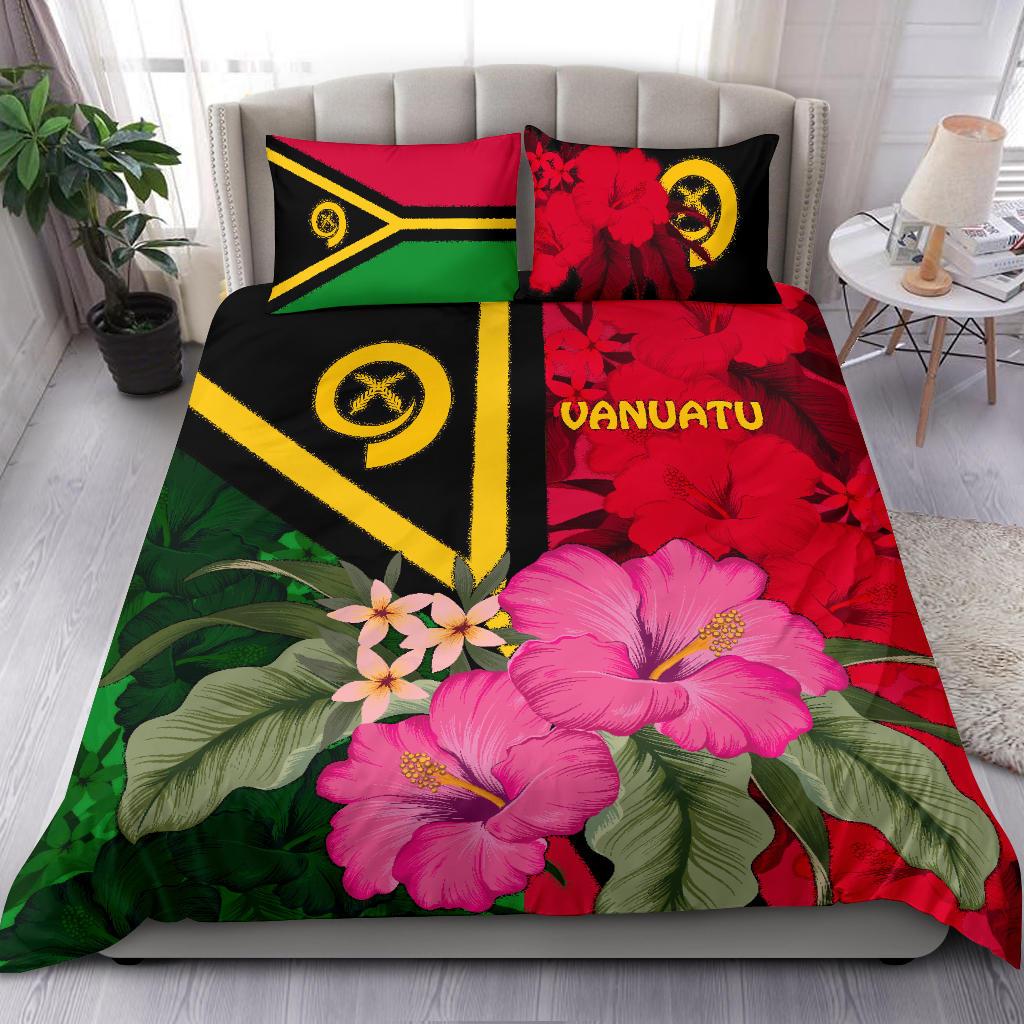 Vanuatu Bedding Set - Vanuatu Flag with Hibiscus - Polynesian Pride