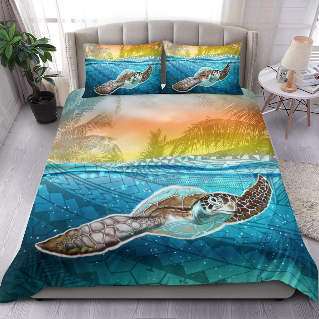 Hawaii Sunshine Palm Tree Polynesian Turtle Bedding Set - Polynesian Pride