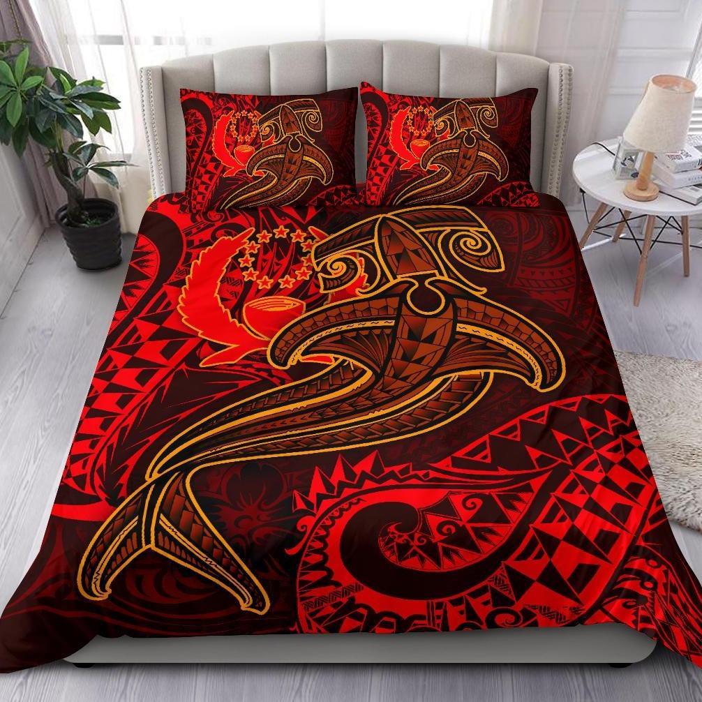Pohnpei Bedding Set - Red Shark Polynesian Tattoo Red - Polynesian Pride