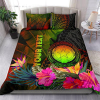 Northern Mariana Islands Personalised Bedding Set - Hibiscus and Banana Leaves - Polynesian Pride