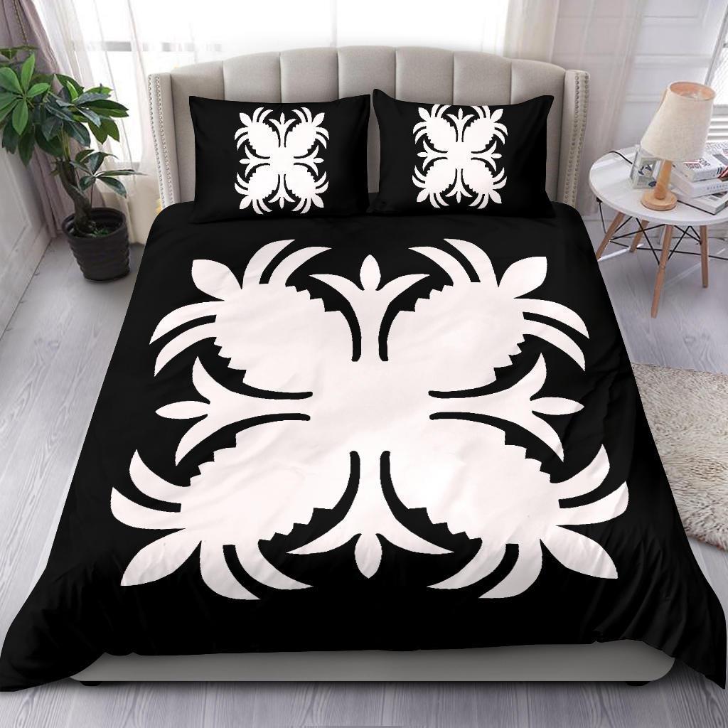 Hawaiian Bedding Set Royal Pattern - Black And White - A2 Style - Polynesian Pride