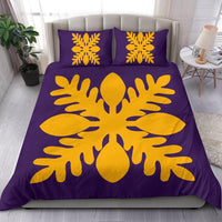 Hawaiian Royal Pattern Bedding Set - Purple And Gold - D1 Style - Polynesian Pride