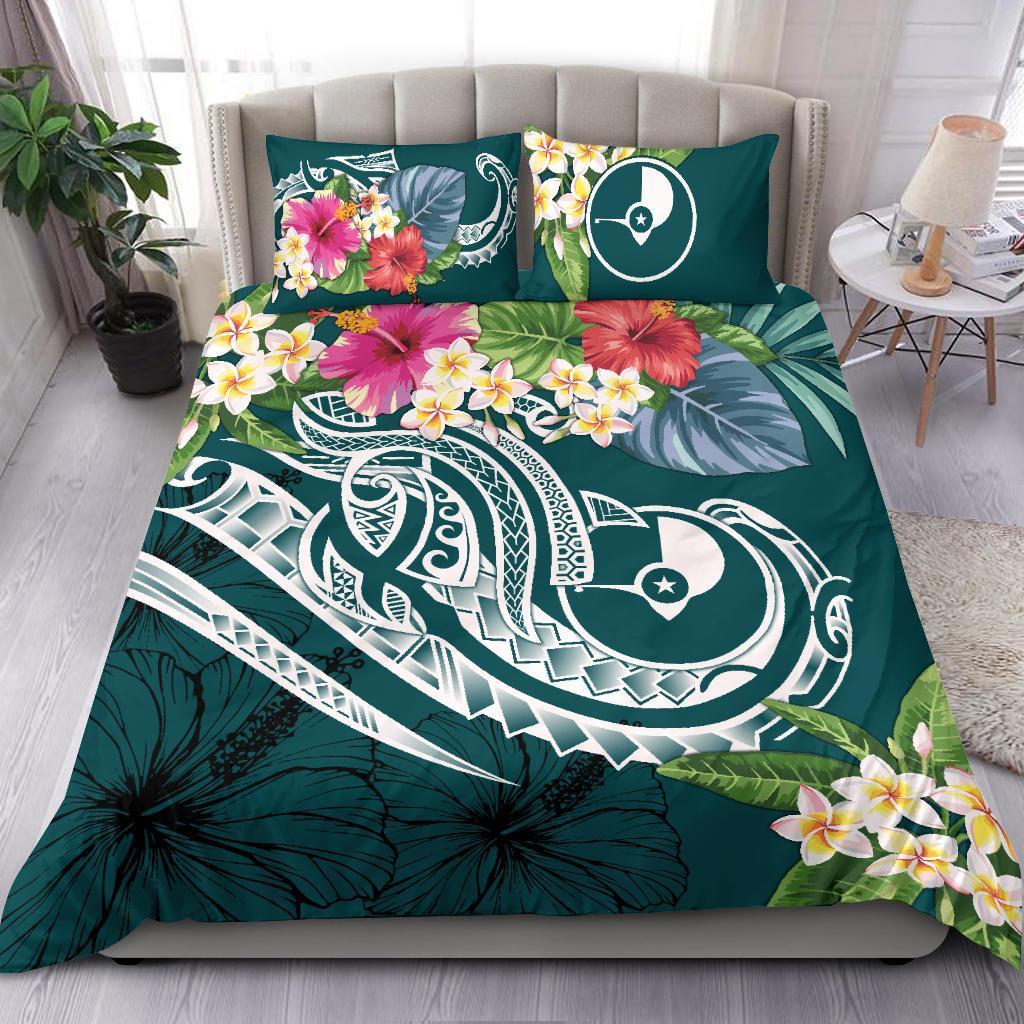YAP Polynesian Bedding Set - Summer Plumeria (Turquoise) - Polynesian Pride