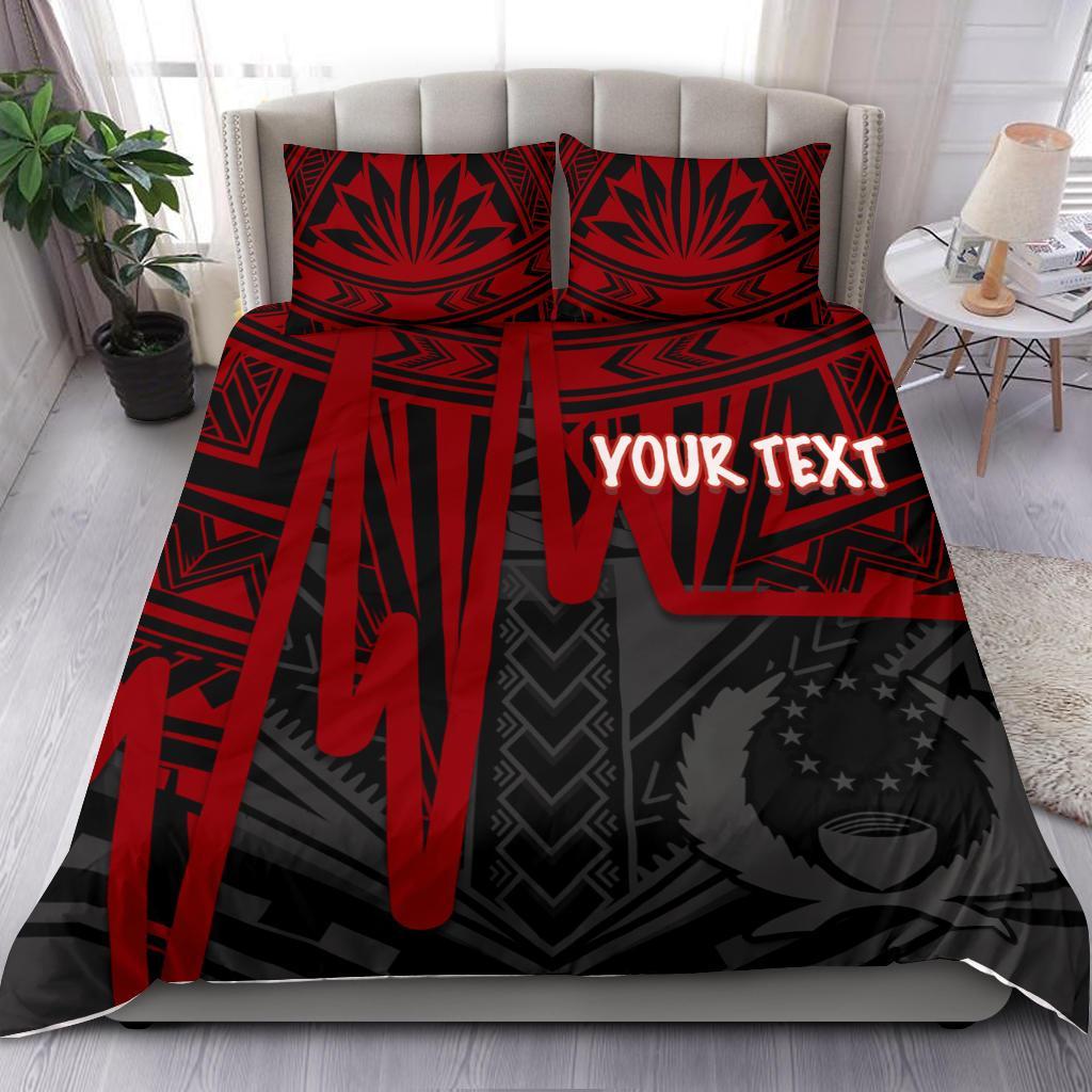 Pohnpei Personalised Bedding Set - Pohnpei Seal In Heartbeat Patterns Style (Red) - Polynesian Pride