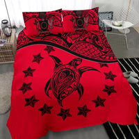 Cook Island Duvet Cover Set - Cook Island Flag & Turtle Tattoo Red - Polynesian Pride