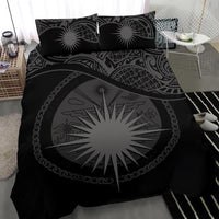 Marshall Island Duvet Cover Set - Marshall Island Coat Of Arms & Flag Black - Polynesian Pride