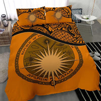 Marshall Island Duvet Cover Set - Marshall Island Coat Of Arms & Flag Orange - Polynesian Pride