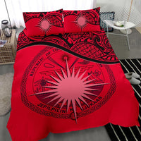 Marshall Island Duvet Cover Set - Marshall Island Coat Of Arms & Flag Red - Polynesian Pride