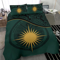 Marshall Island Duvet Cover Set - Marshall Island Coat Of Arms & Flag Green - Polynesian Pride