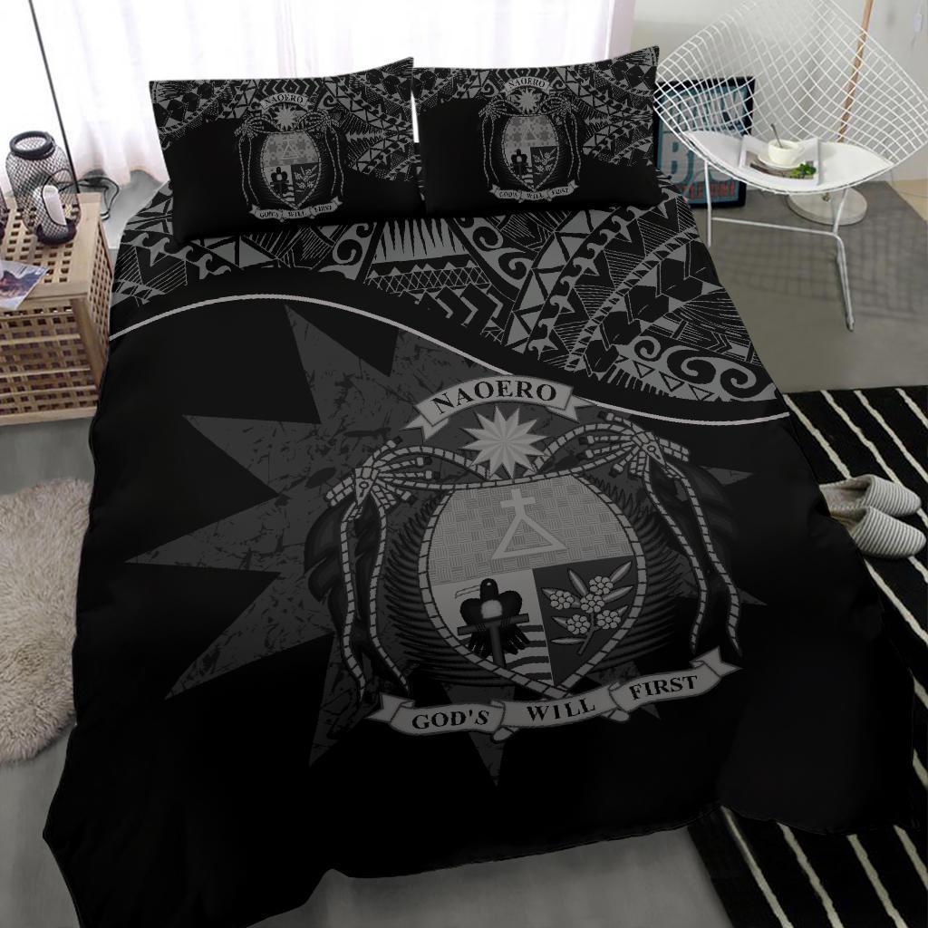 Nauru Duvet Cover Set - Nauru Bedding Flag & Coat Of Arms Black - Polynesian Pride
