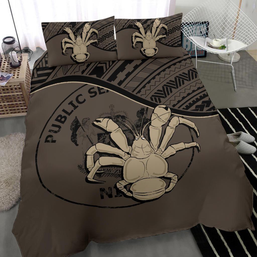 Niue Duvet Cover Set - Niue Coat Of Arms & Coconut Crab Brown - Polynesian Pride