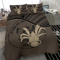 Niue Duvet Cover Set - Niue Coat Of Arms & Coconut Crab Brown - Polynesian Pride