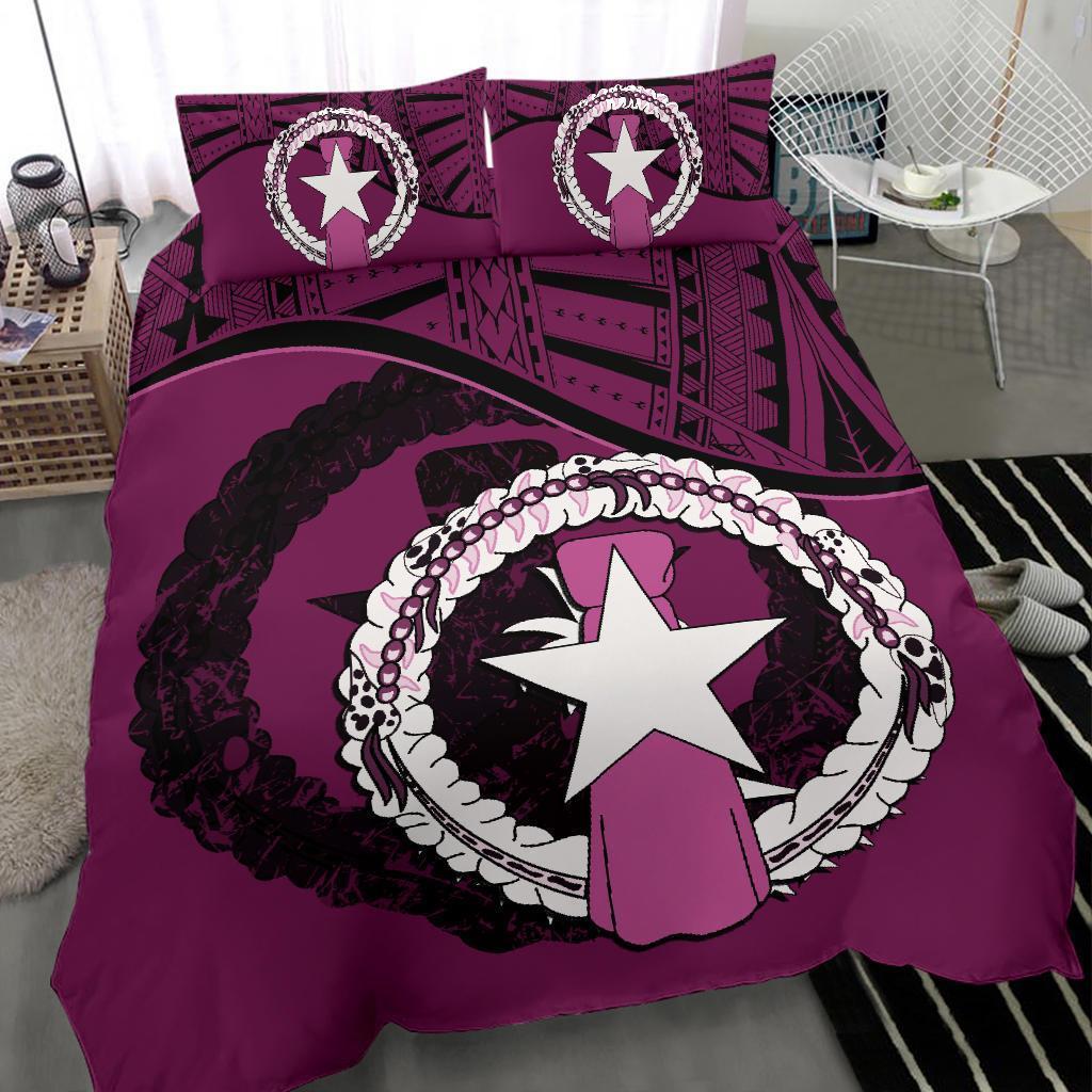 Northern Mariana Islands Duvet Cover Set - Northern Mariana Islands Flag Dark Pink - Polynesian Pride