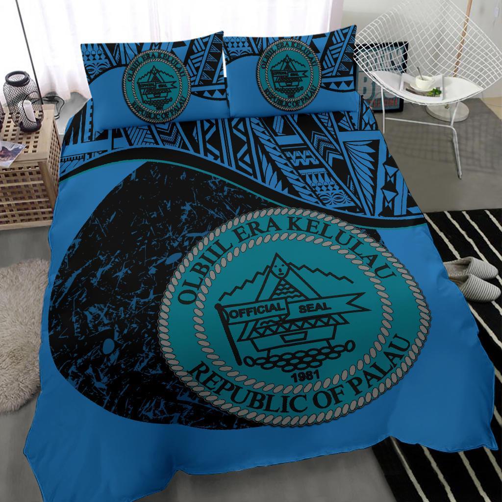 Palau Duvet Cover Set - Palau Coat Of Arms Blue - Polynesian Pride