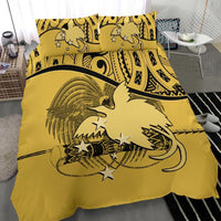 Papua New Guinea Duvet Cover Set - Papua New Guinea Flag & Coat Of Arms Yellow - Polynesian Pride