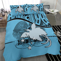 Papua New Guinea Duvet Cover Set - Papua New Guinea Flag & Coat Of Arms Blue - Polynesian Pride