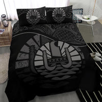 Tahiti Duvet Cover Set - Tahiti Flag Black - Polynesian Pride