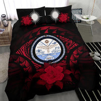 Marshall Island Duvet Cover Set - Marshall Island Seal & Red Hibiscus - Polynesian Pride