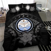 Marshall Island Duvet Cover Set - Marshall Island Seal & Gray Hibiscus - Polynesian Pride