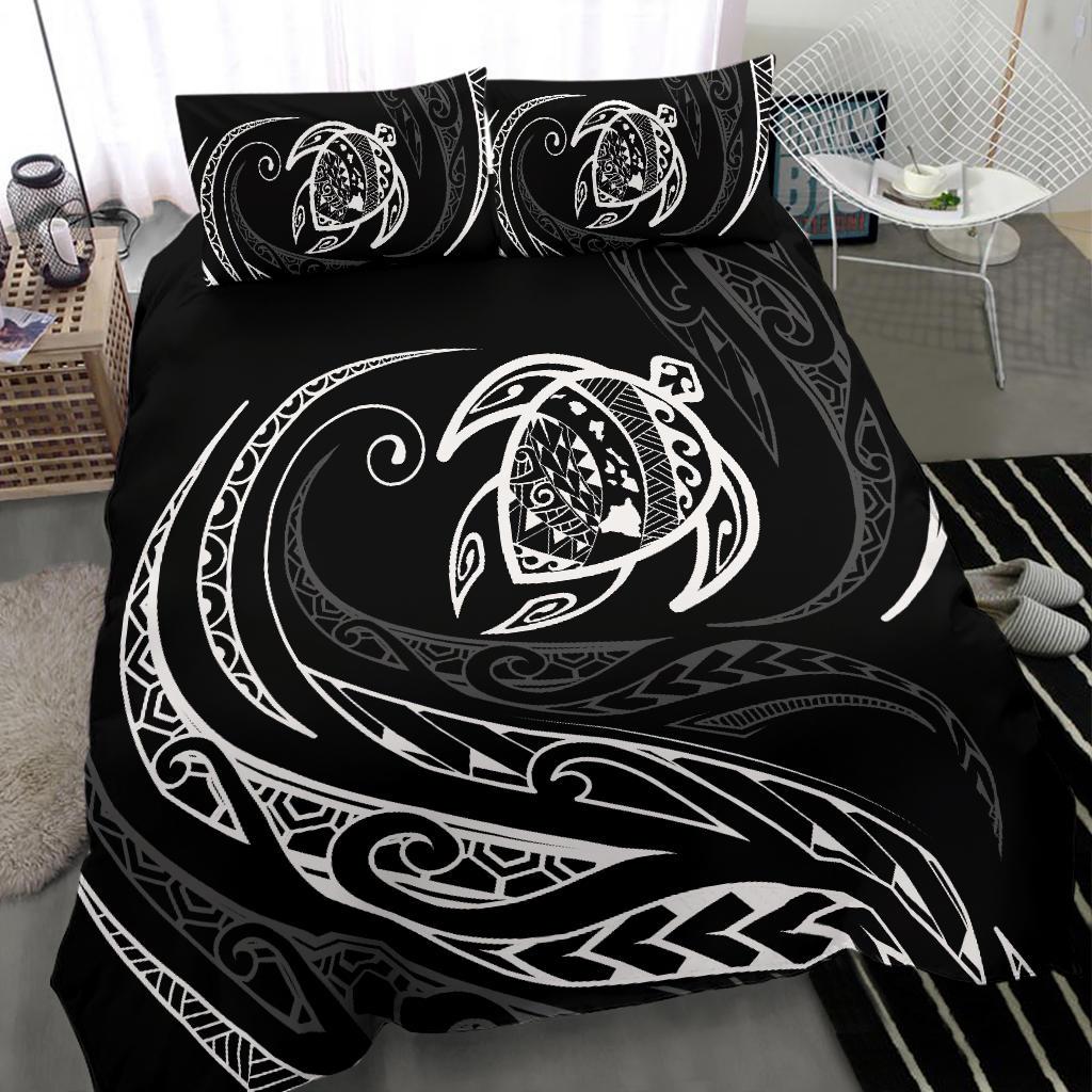 Hawaiian Map Turtle Polynesian Bedding Set - White - Frida Style - Polynesian Pride