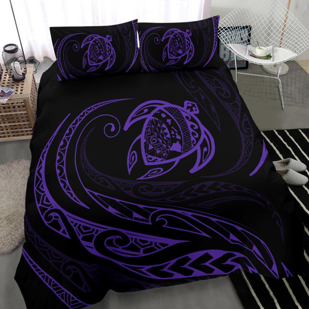 Hawaiian Map Turtle Polynesian Bedding Set - Purple - Frida Style - Polynesian Pride