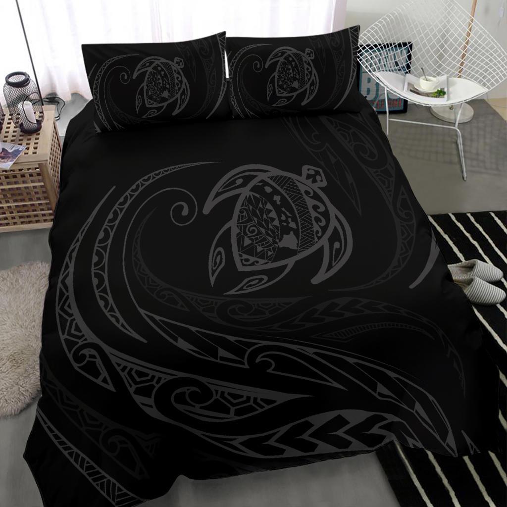 Hawaiian Map Turtle Polynesian Bedding Set - Gray - Frida Style - Polynesian Pride