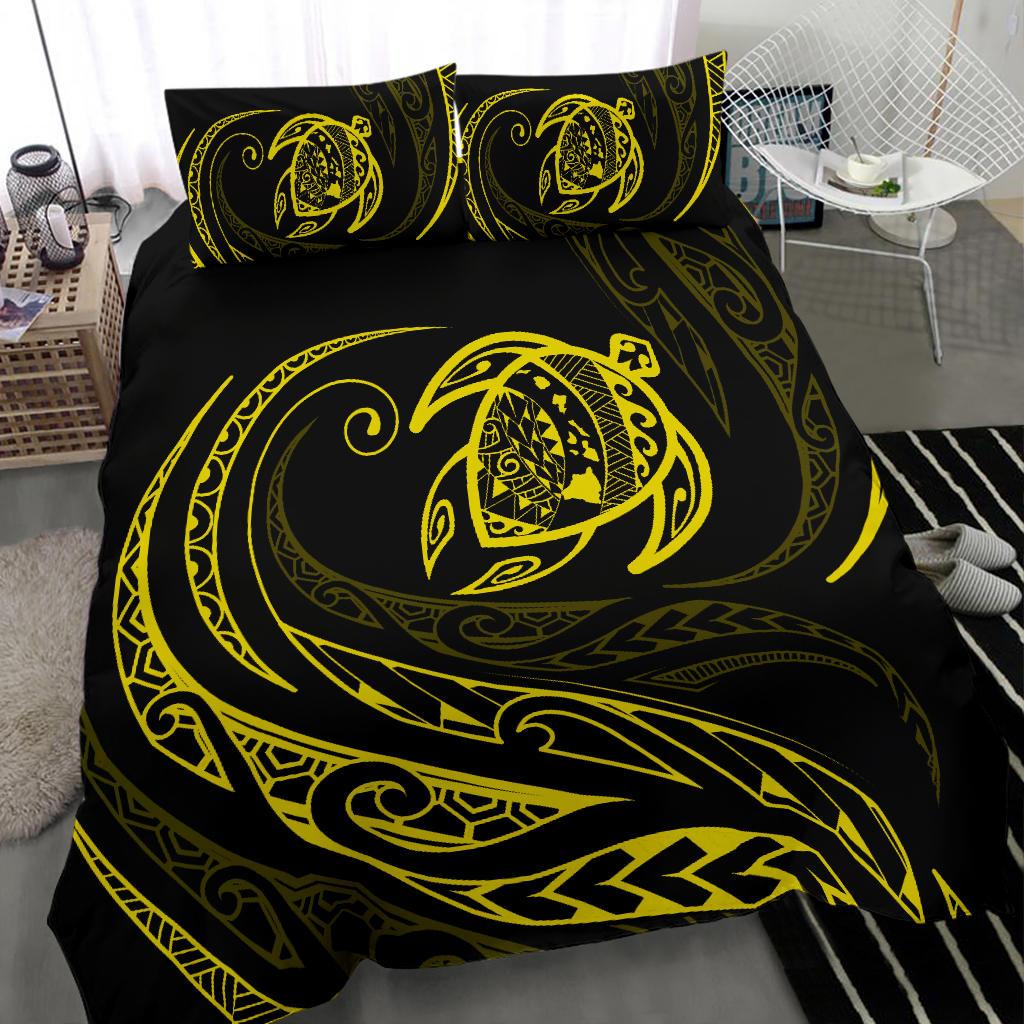 Hawaiian Map Turtle Polynesian Bedding Set - Yellow - Frida Style - Polynesian Pride