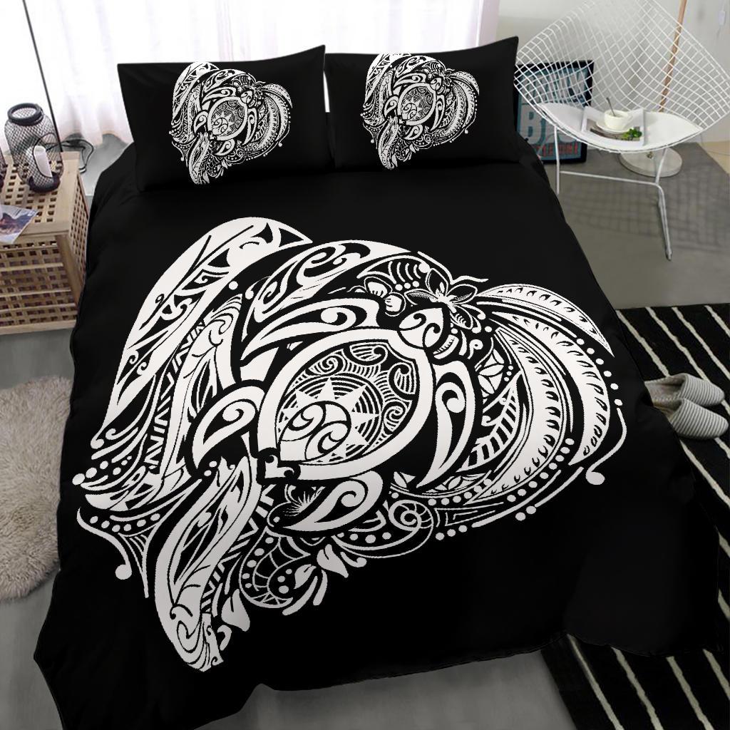 Hawaiian Turtle Hibiscus Polynesian Bedding Set Simple White - Polynesian Pride