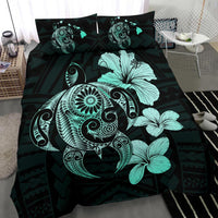 Hawaiian Hibiscus Plumeria Mix Turtle Polynesian Bedding Set Turquoise - Polynesian Pride