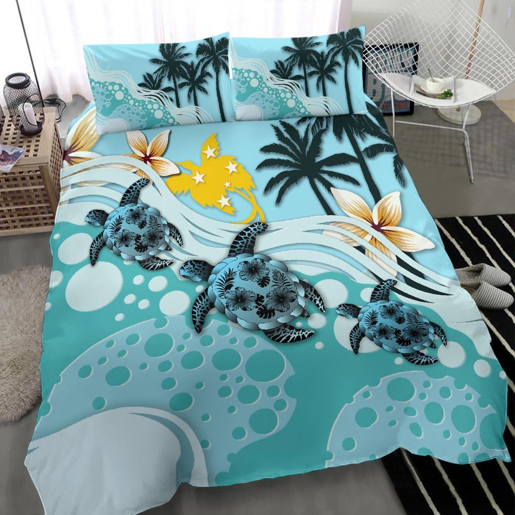 Papua New Guinea Bedding Set - Blue Turtle Hibiscus - Polynesian Pride