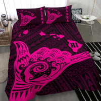 Hawaiian Map Shaka Pink Polynesian Bedding Set - Polynesian Pride