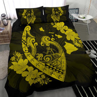 Hawaiian Fish Hook Hibiscus Banzai Surfing Polynesian Bedding Set Yellow - Polynesian Pride