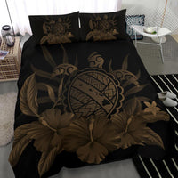 Hawaiian Map Turtle Hibiscus Polynesian Bedding Set - Gold - Polynesian Pride