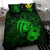 Hawaiian Map Hibiscus Kanaka Polynesian Bedding Set - Harold Turtle - Green - Polynesian Pride