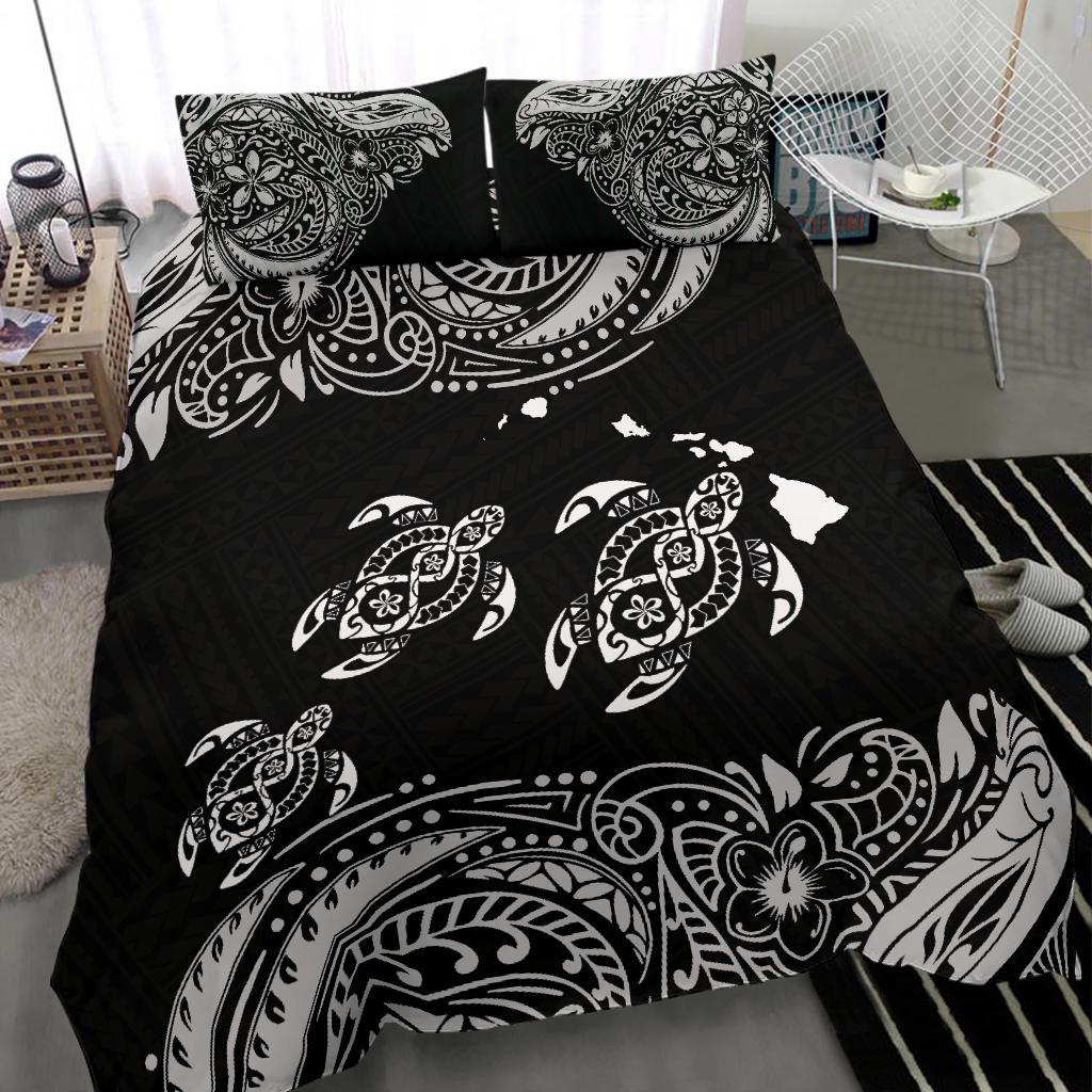 Polynesian Bedding Set - Hawaii Duvet Cover Set White Sea Turtle - Polynesian Pride