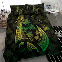 Hawaiian Map Palm Trees Fish Hook Polynesian Bedding Set Colorful Green - Polynesian Pride