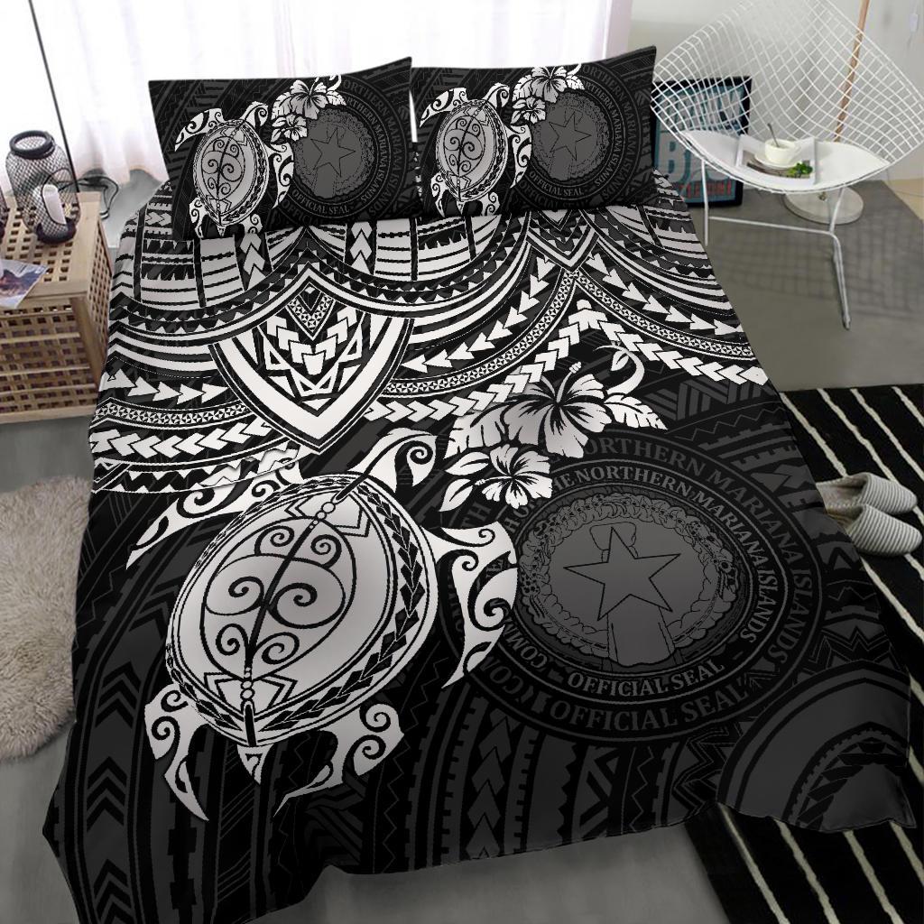 Northern Mariana Islands Polynesian Duvet Cover Set - White Turtle - Polynesian Pride