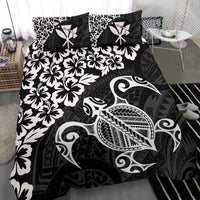 Hawaiian Map Turtle Hibiscus Kanaka Polynesian Bedding Set - White - Polynesian Pride