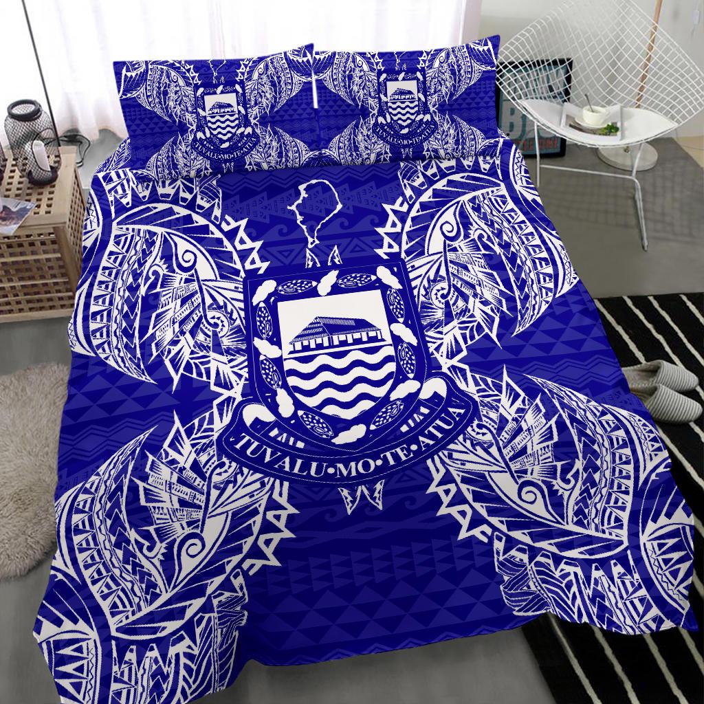 Polynesian Bedding Set - Tuvalu Duvet Cover Set Map Blue - Polynesian Pride