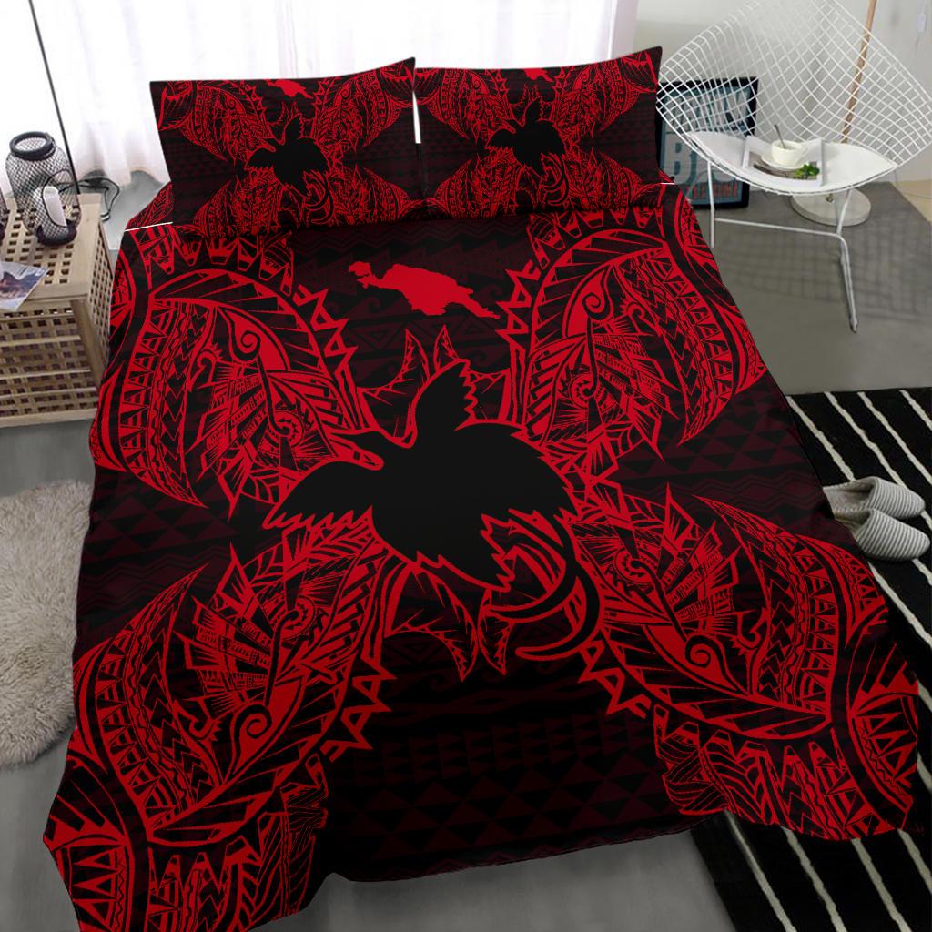Polynesian Bedding Set - Papua New Guinea Duvet Cover Set Map Red - Polynesian Pride
